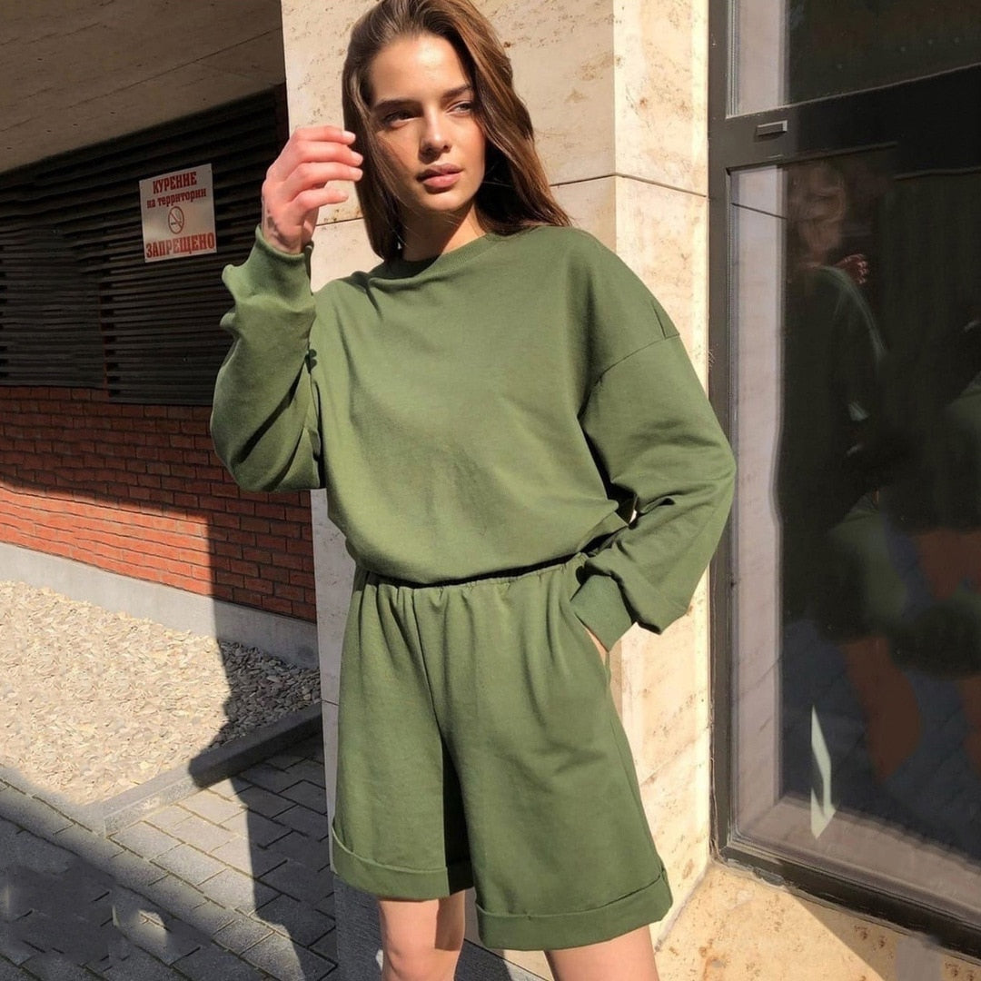 Cozy Sweatshirt & Shorts Set