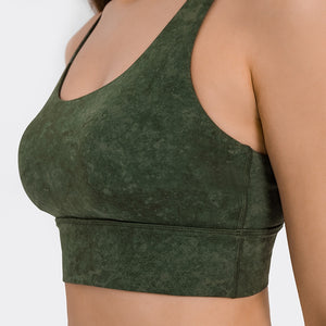 Marbled Cross-Back Sports Bra