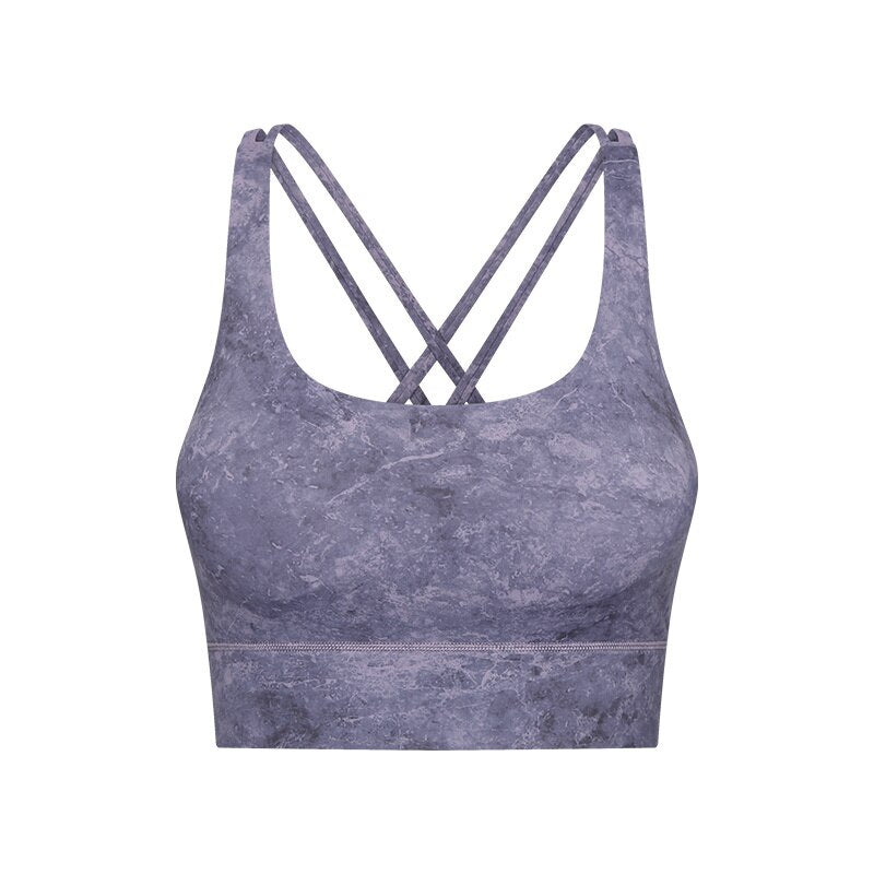 Marbled Cross-Back Sports Bra