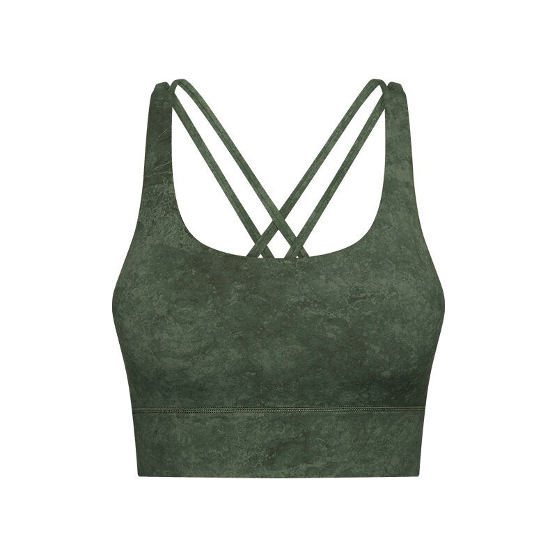 Marbled Cross-Back Sports Bra